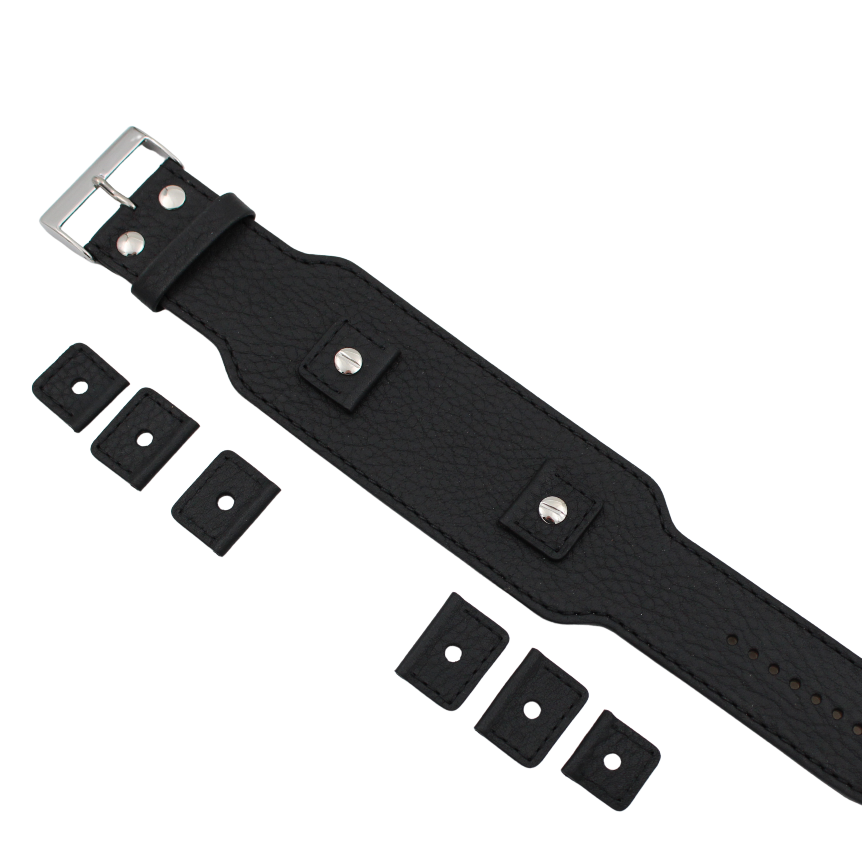 Bund skinnreim – 45 mm Sort Buffalo Grain med utskiftbare fester