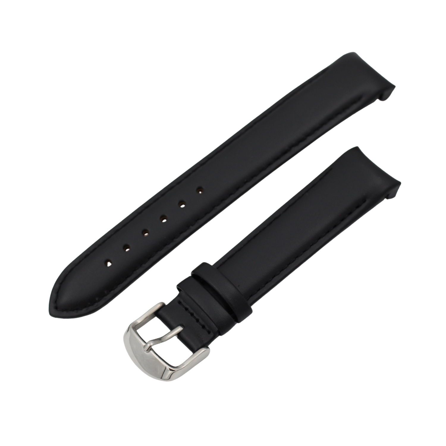 Verona Croco - Curved Black leather strap with alligator print