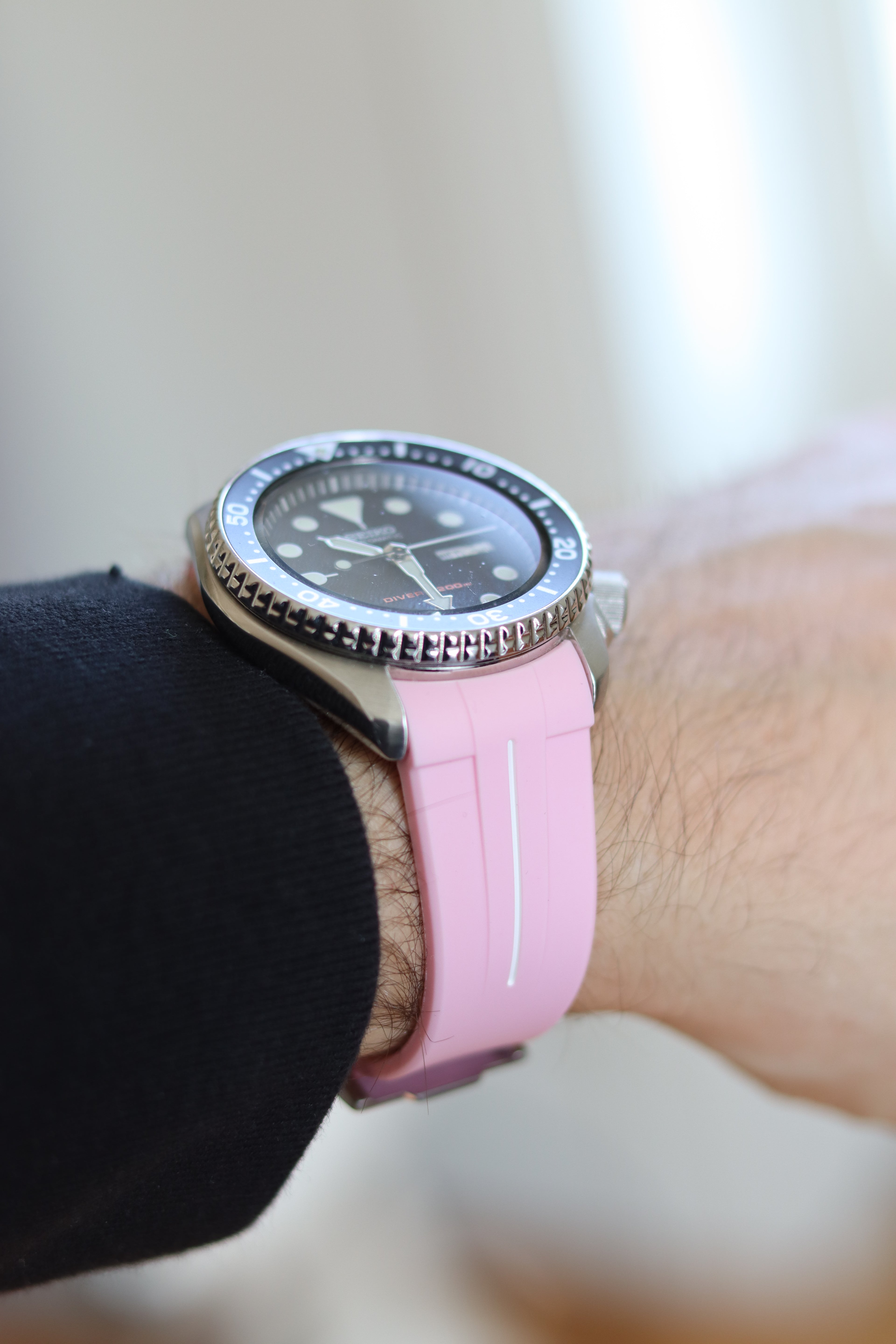 Rubber strap Curved 22mm Pink/white