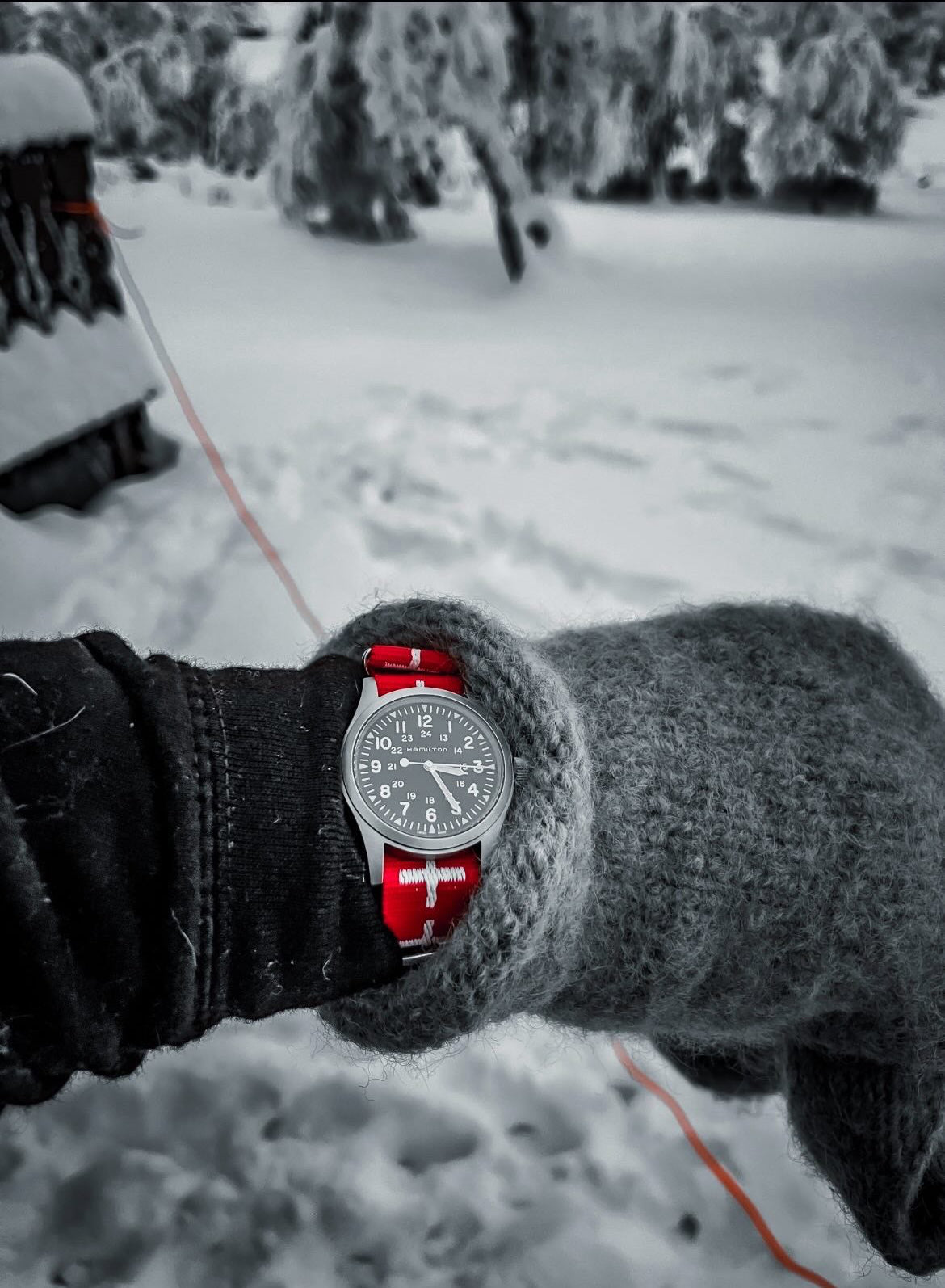 NATO-Armband 20 mm, rot/weiße Kreuze (Schweiz)