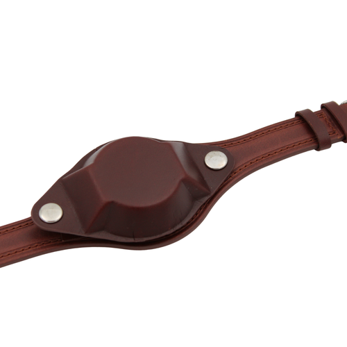 Bund leather strap – Military dark brown with cover 18 mm