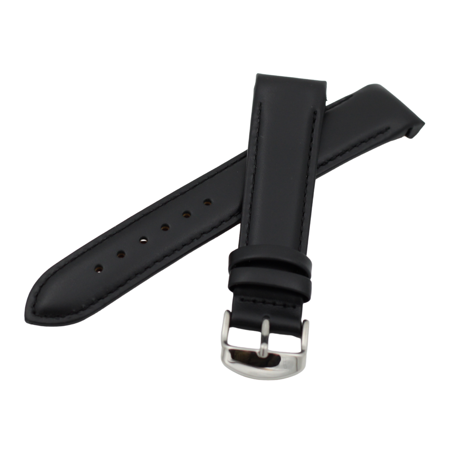 Verona Croco - Curved Black leather strap with alligator print