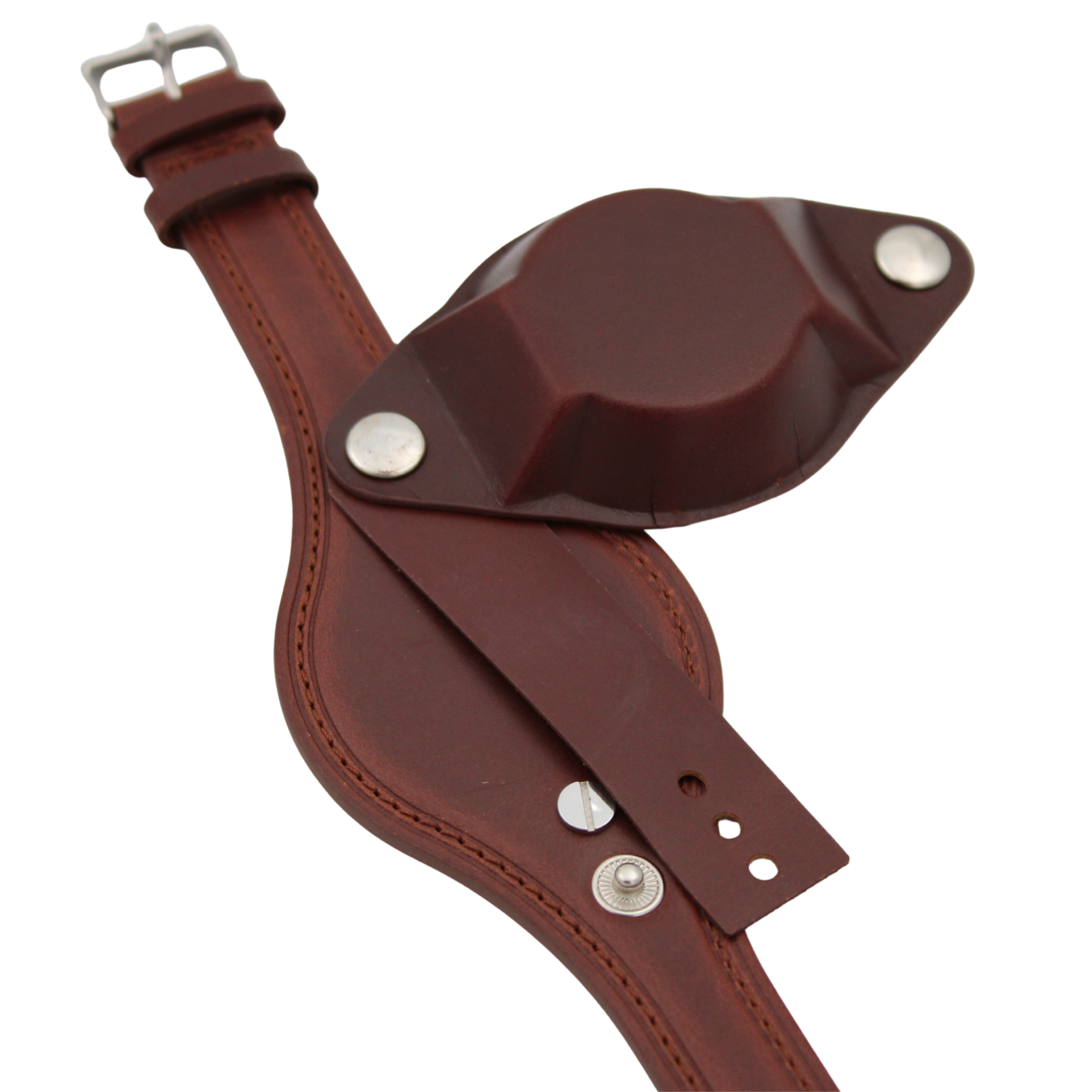 Bund skinnreim – Militær mørk brun med deksel 18 mm