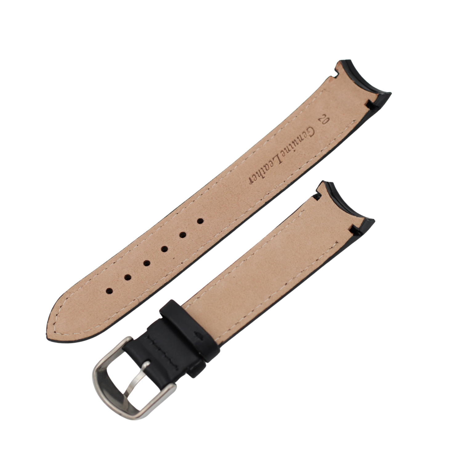 Verona Croco - Curved Black leather strap with alligator print