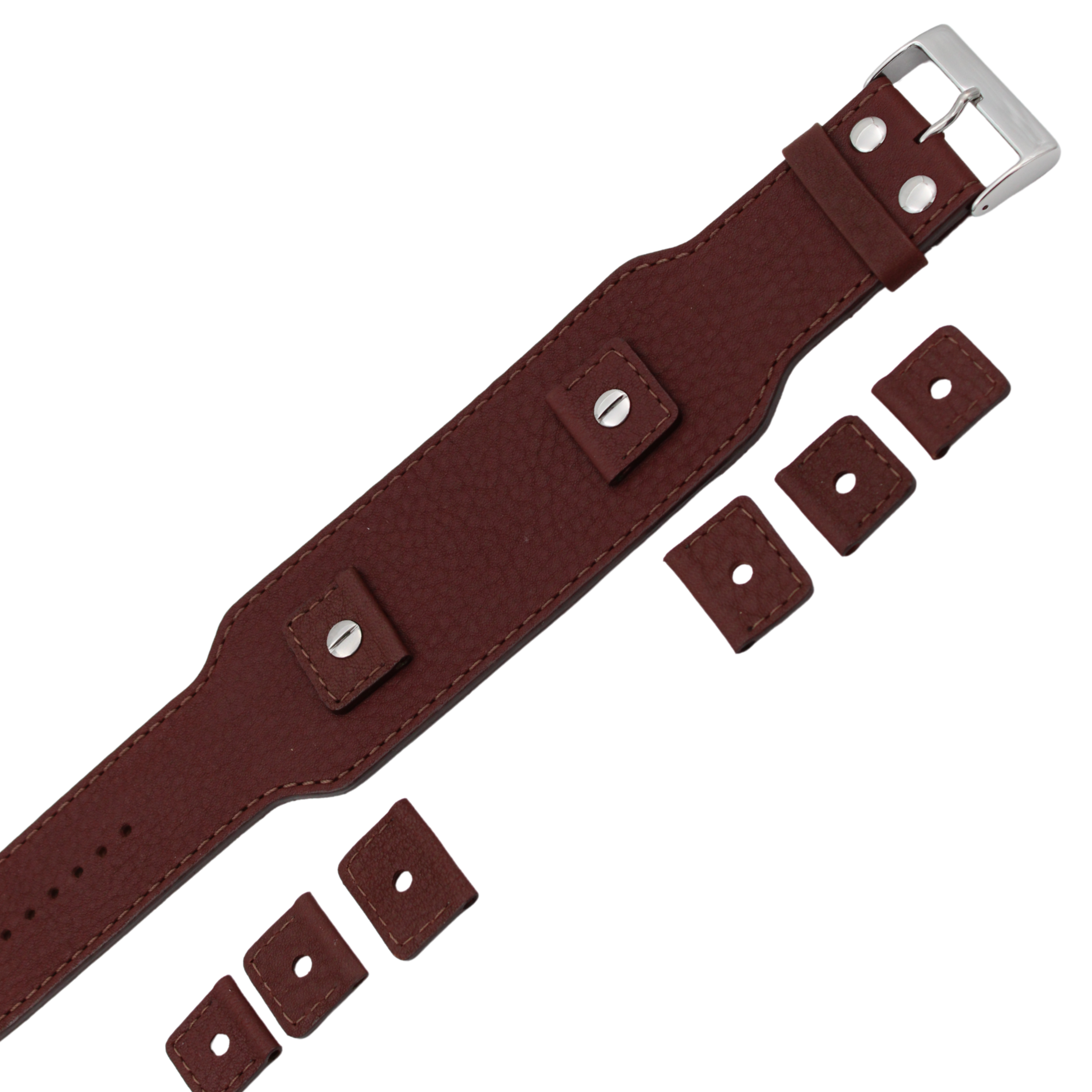 Bund skinnreim – 45 mm Mørk brun Buffalo Grain med utskiftbare fester