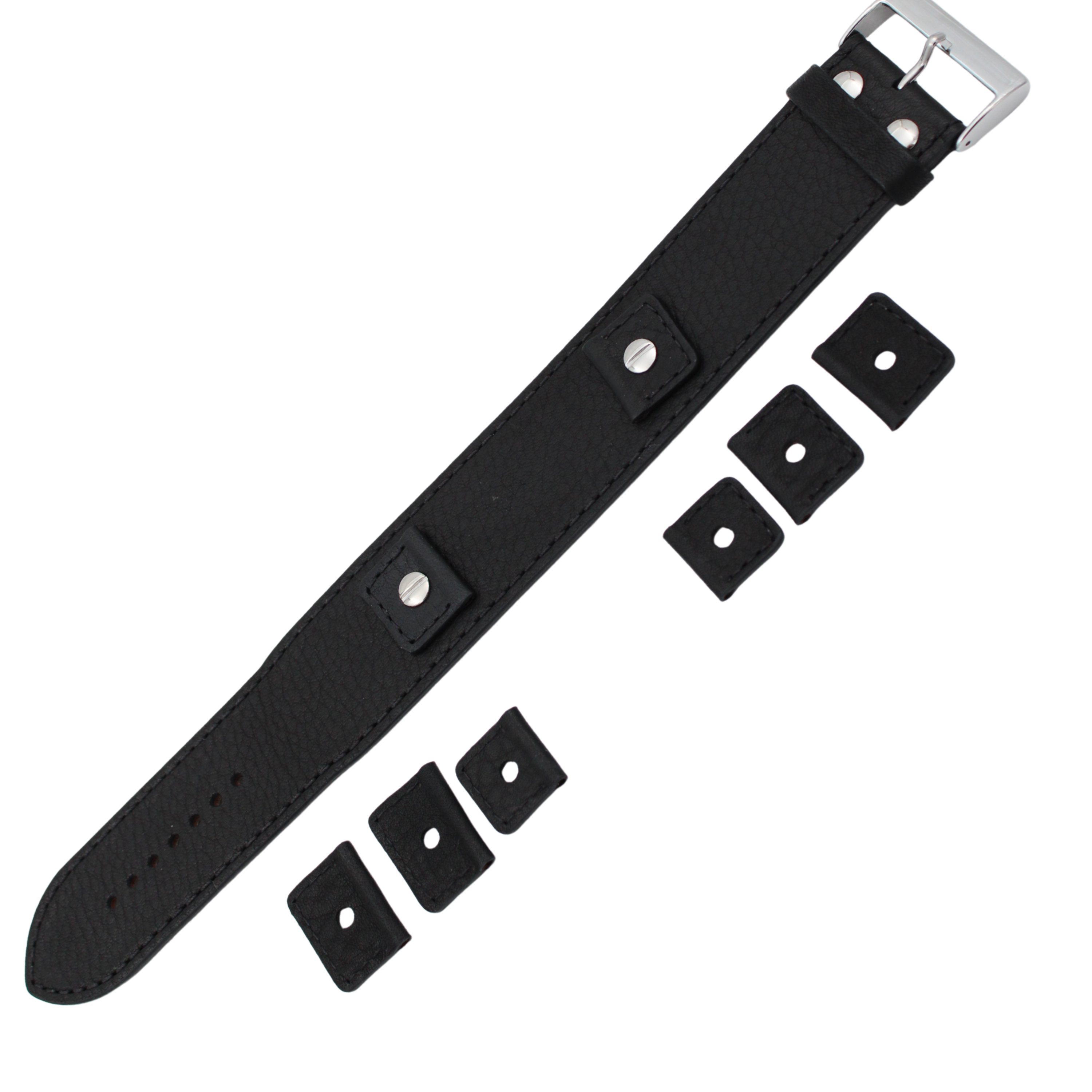 Bund skinnreim – 32 mm sort Buffalo Grain med utskiftbare fester