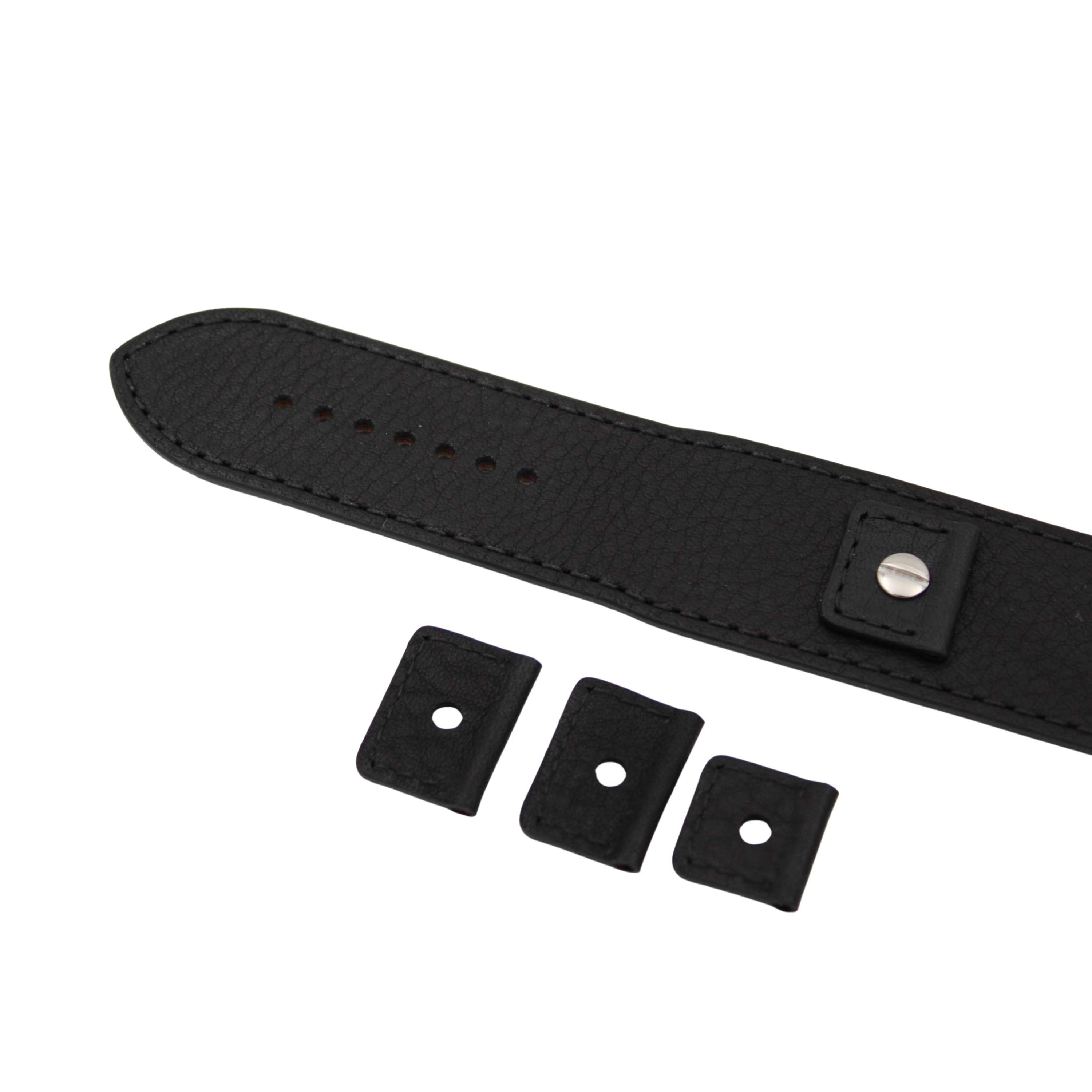 Bund skinnreim – 32 mm sort Buffalo Grain med utskiftbare fester