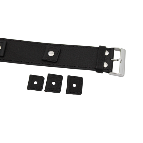 Bund leather strap – 32 mm black Buffalo Grain with interchangeable attachments