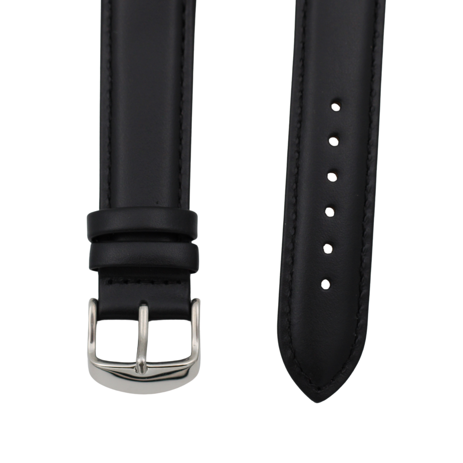 Verona Croco - Curved Black leather strap with alligator print