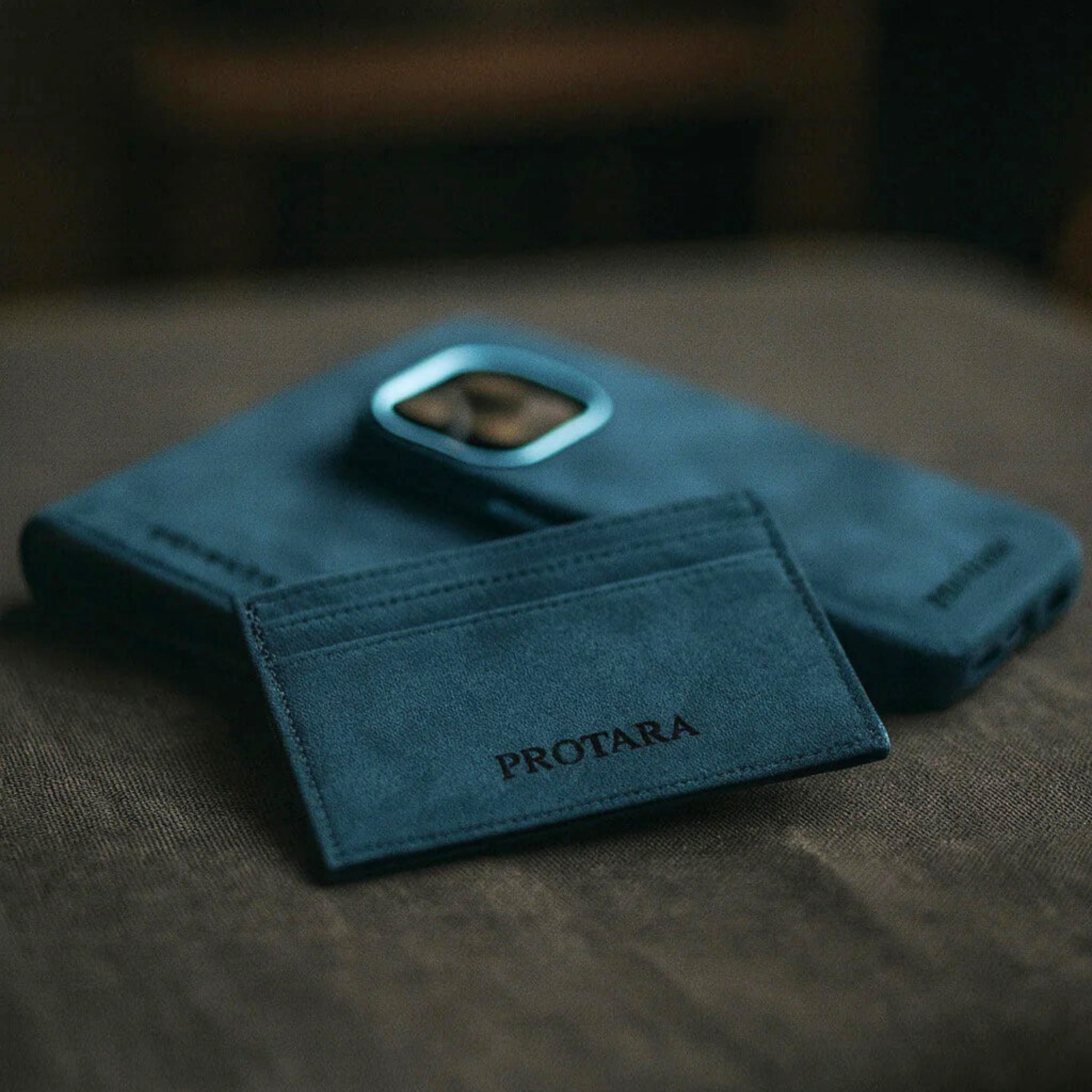PROTARA Alcantara Card Holder - Ocean Voyage Blue