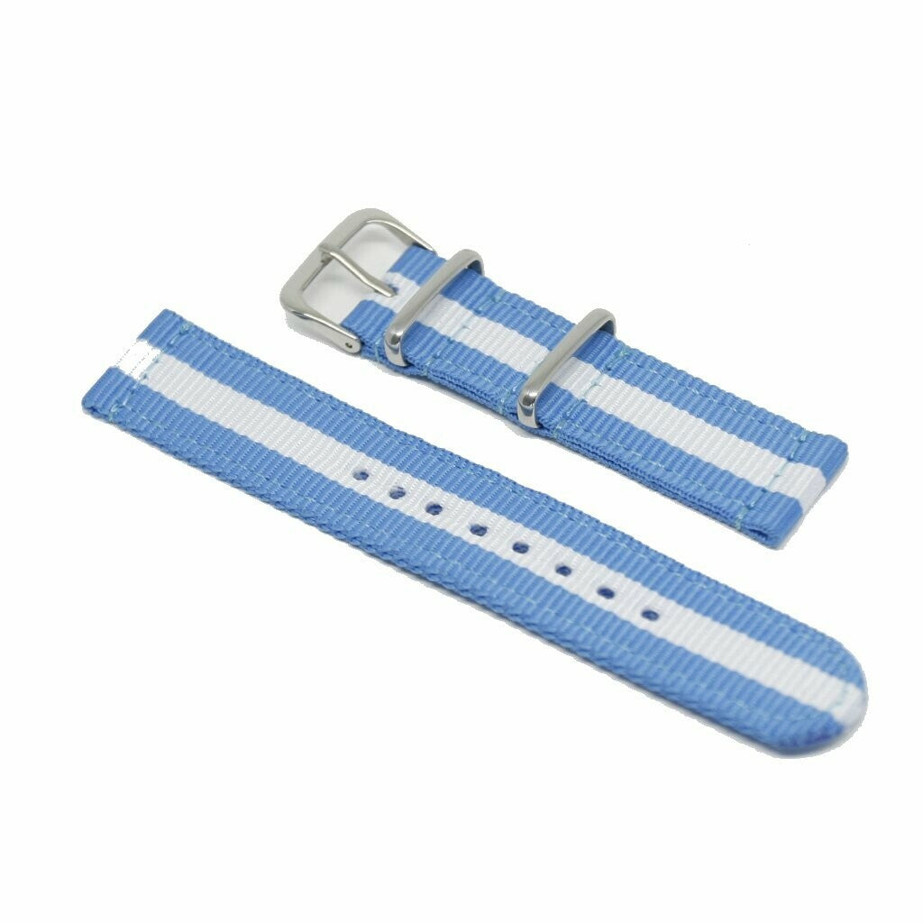 Nylon strap 2-piece Light blue/white