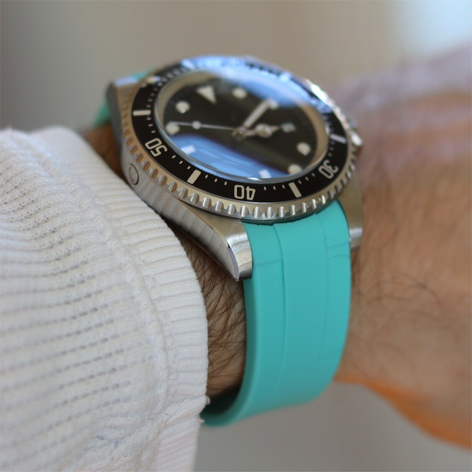 Curved Rubber Strap Tiffany blue
