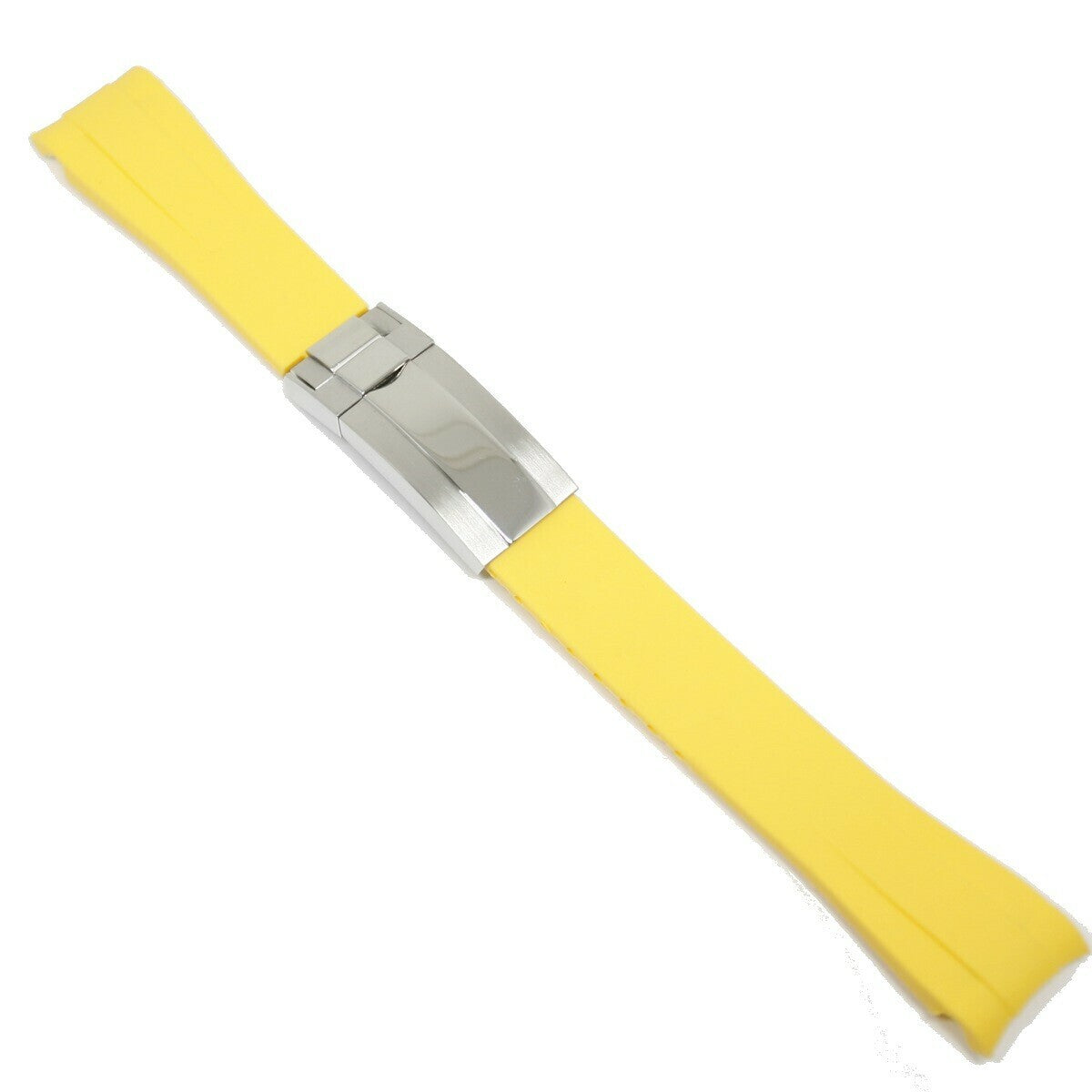 Rubber strap Curved 20MM Yellow/steel butterfly buckle