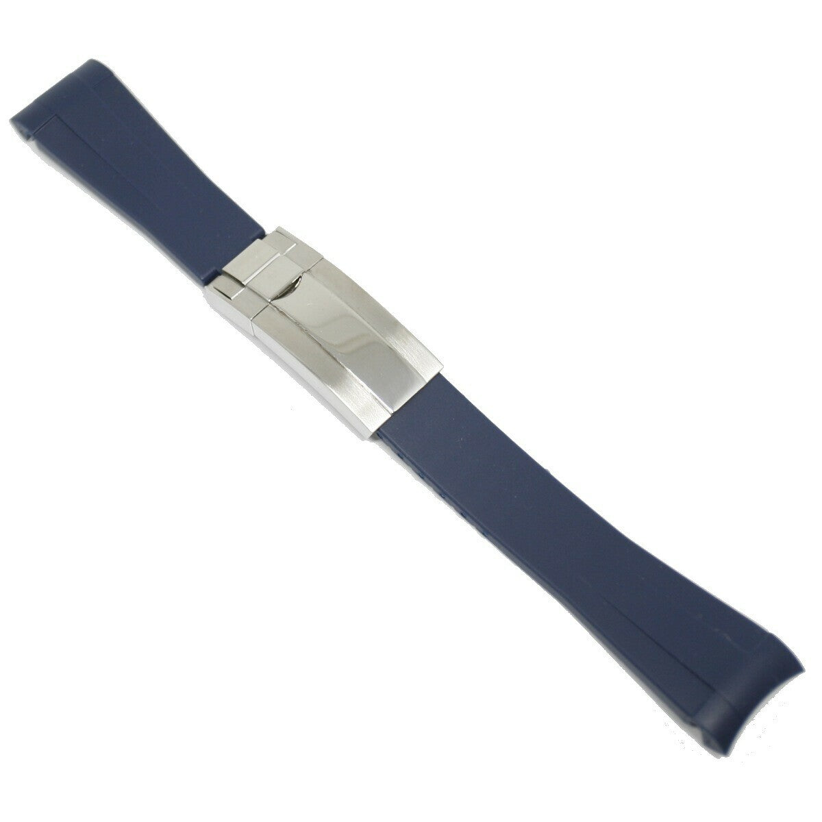 Rubber strap Curved 20MM Dark blue/steel folding buckle