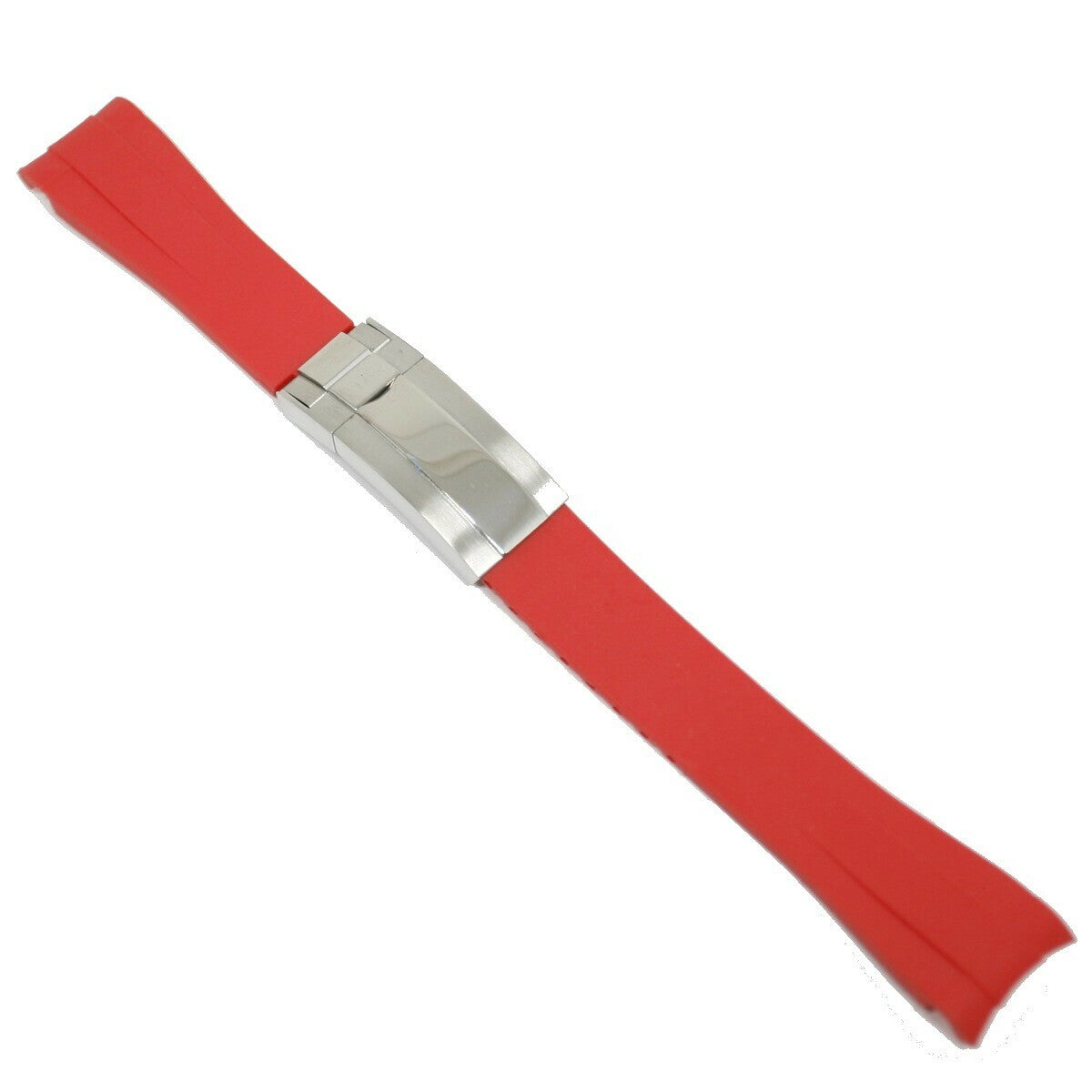 Rubber strap Curved 20MM Red/steel folding buckle