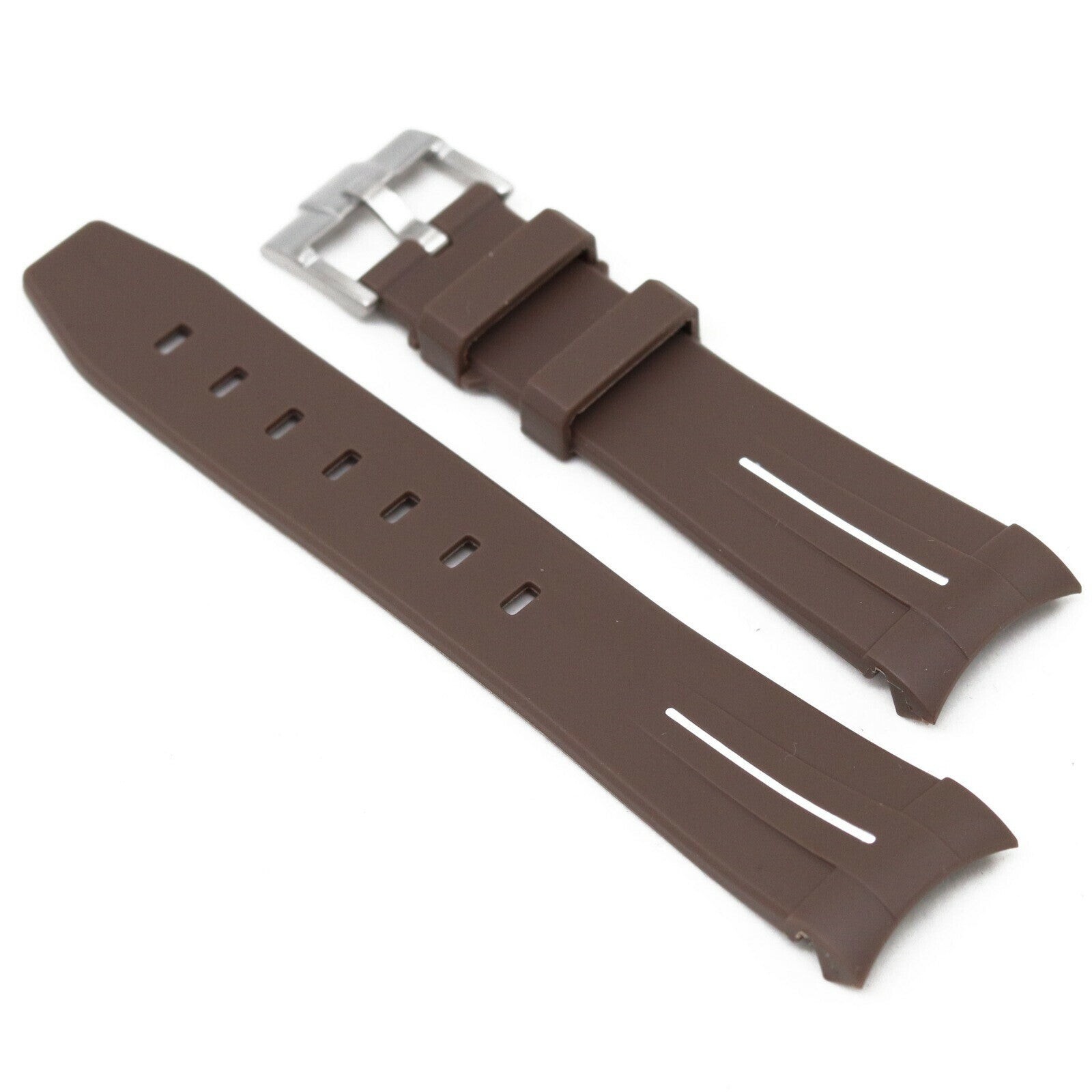 Rubber strap Curved 22mm Brown/white