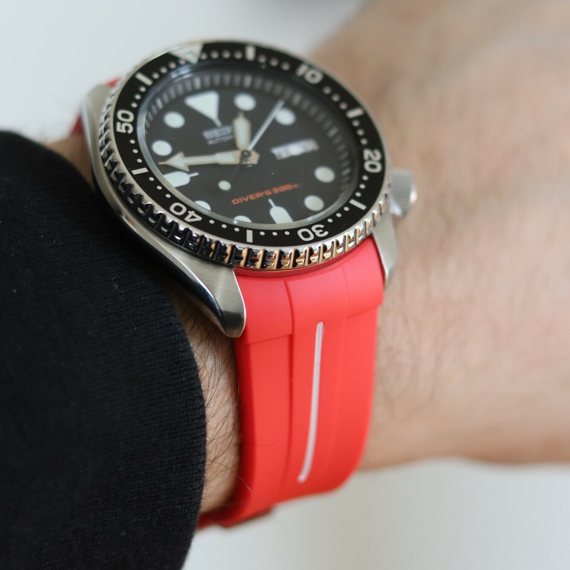 Rubber strap Curved 22mm Red/white