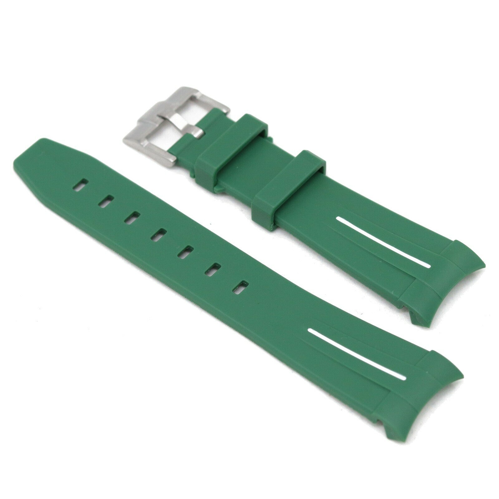 Rubber strap Curved 22mm Green/white