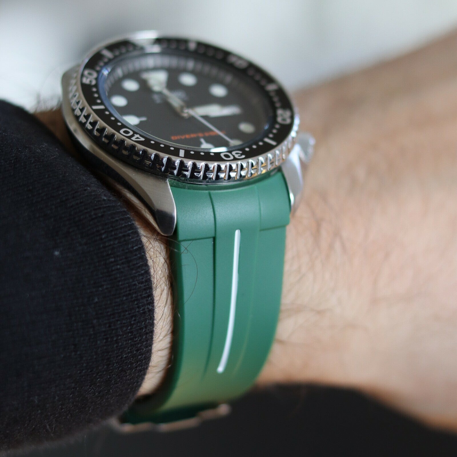 Rubber strap Curved 22mm Green/white