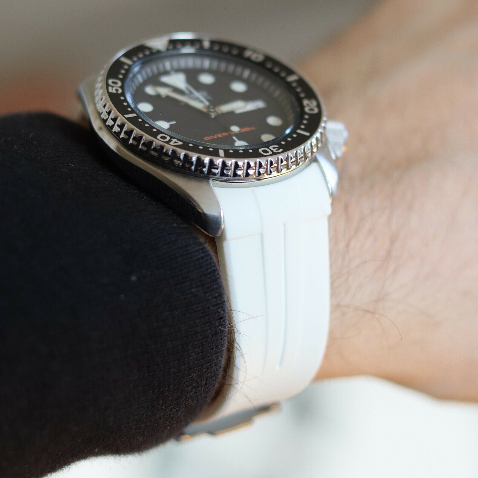 Rubber strap Curved 22mm White/white