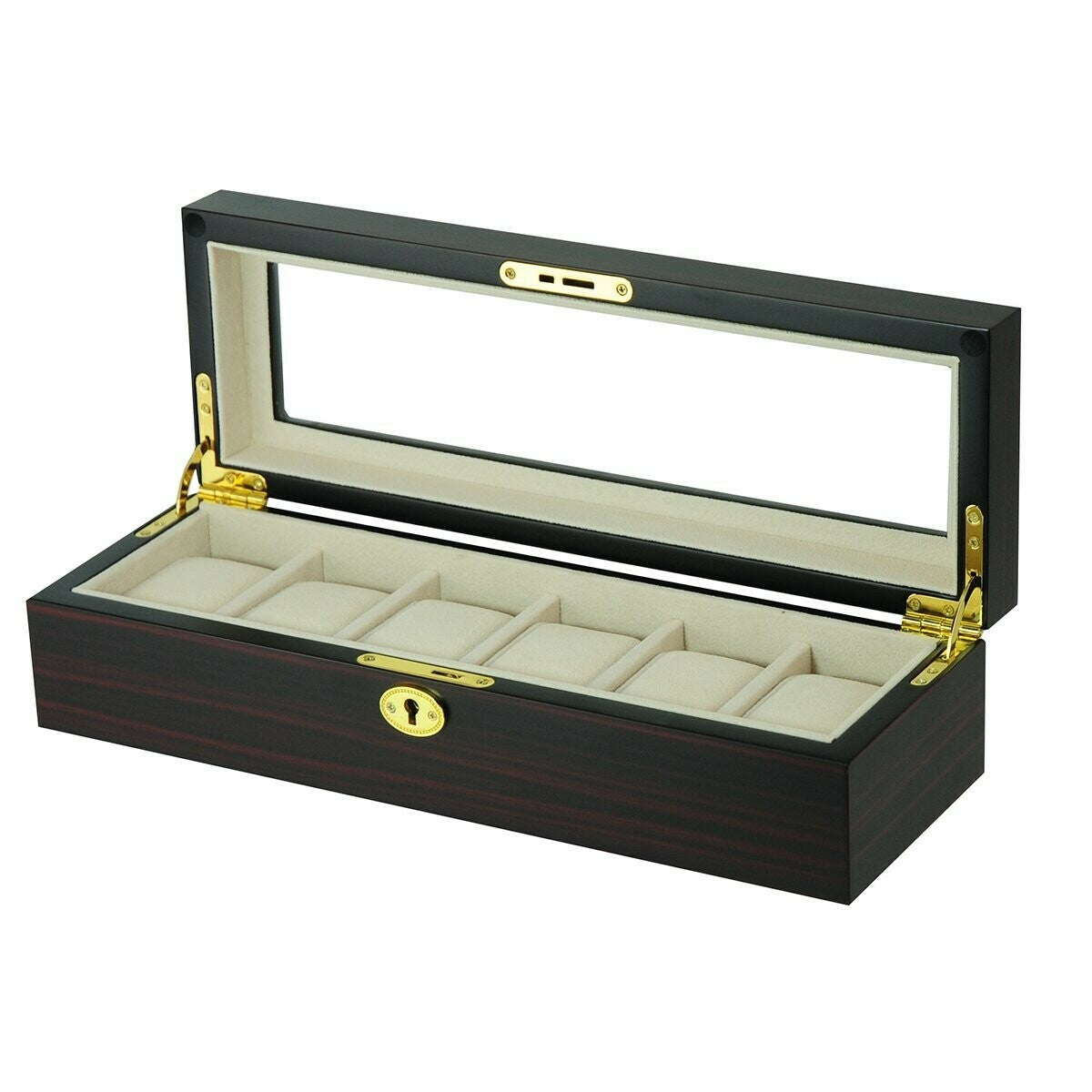 Wooden watch box for 6 watches Dark wood