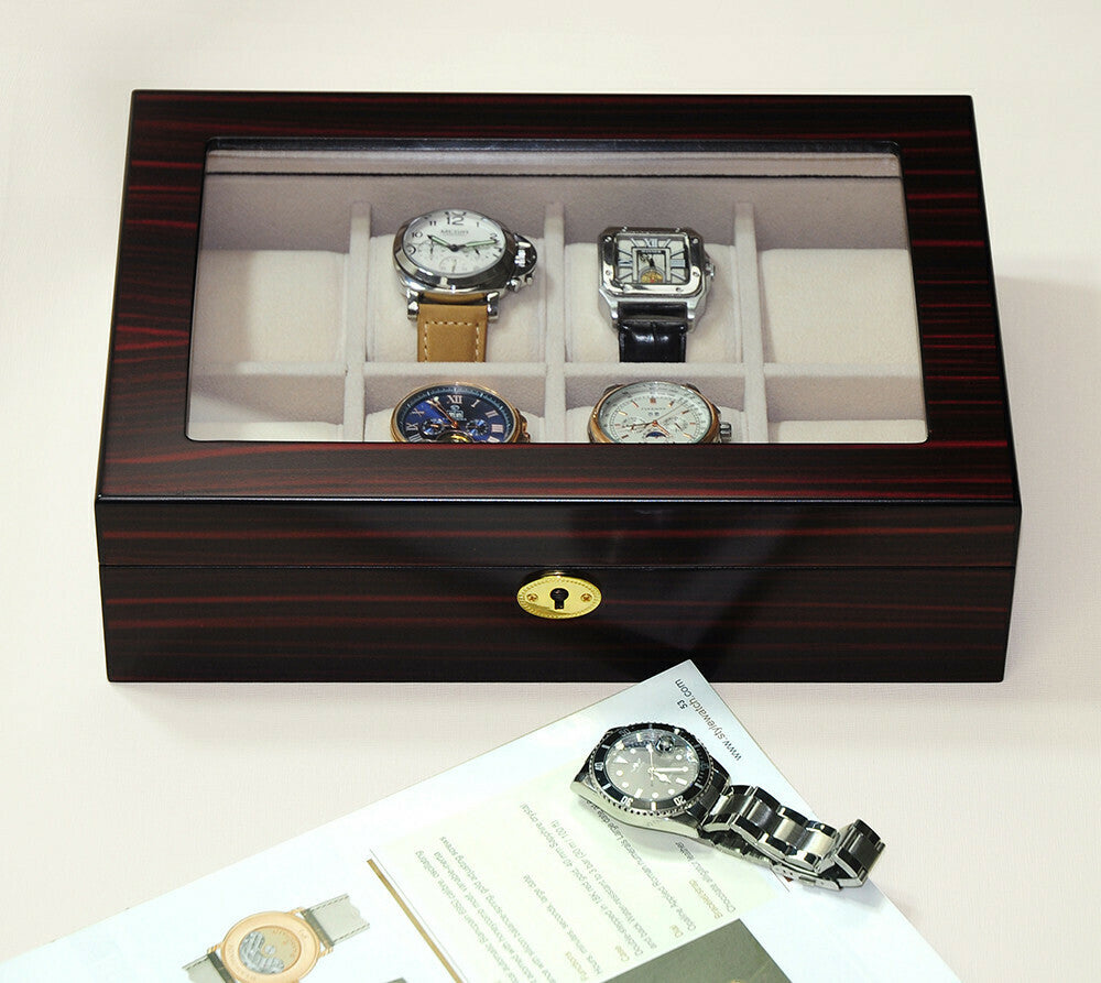 Watch box in dark wood for 8 watches