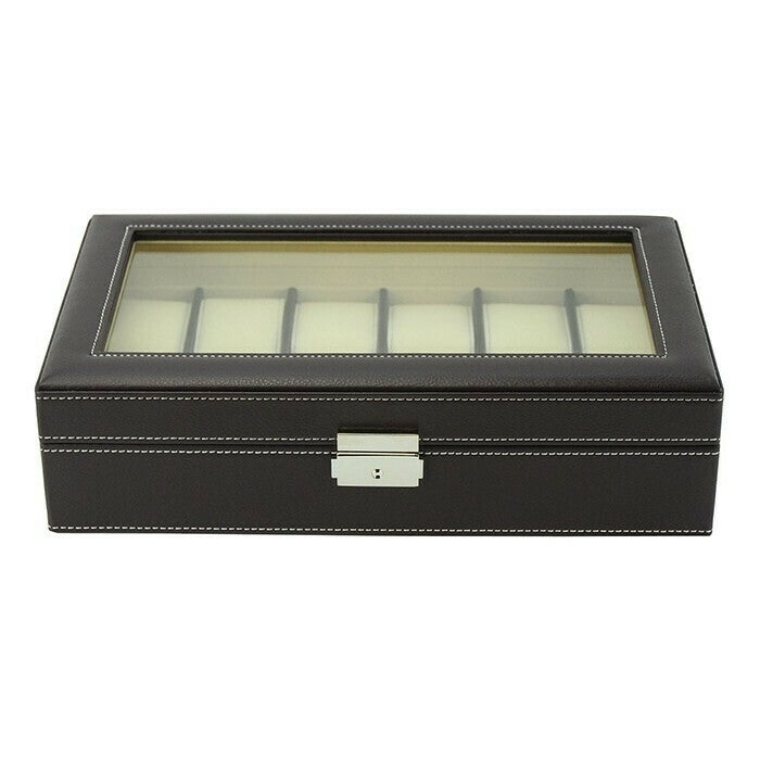Watch box for 12 watches Brown artificial leather