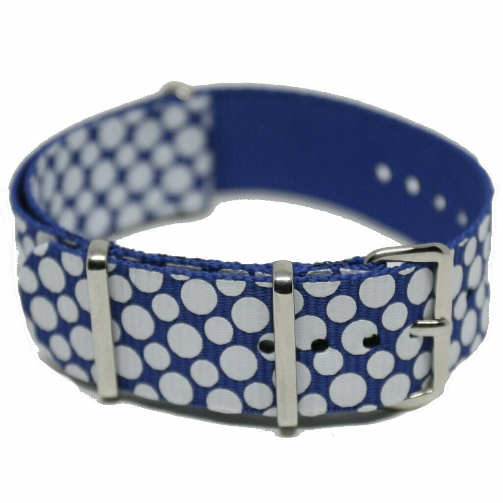 NATO Strap Blue with white dots 20mm