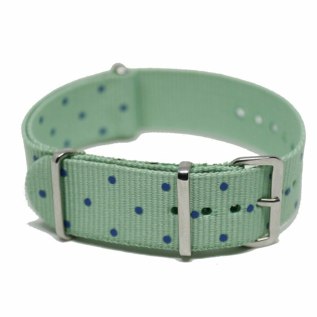 NATO Strap Mint Green with Blue Dots 20mm
