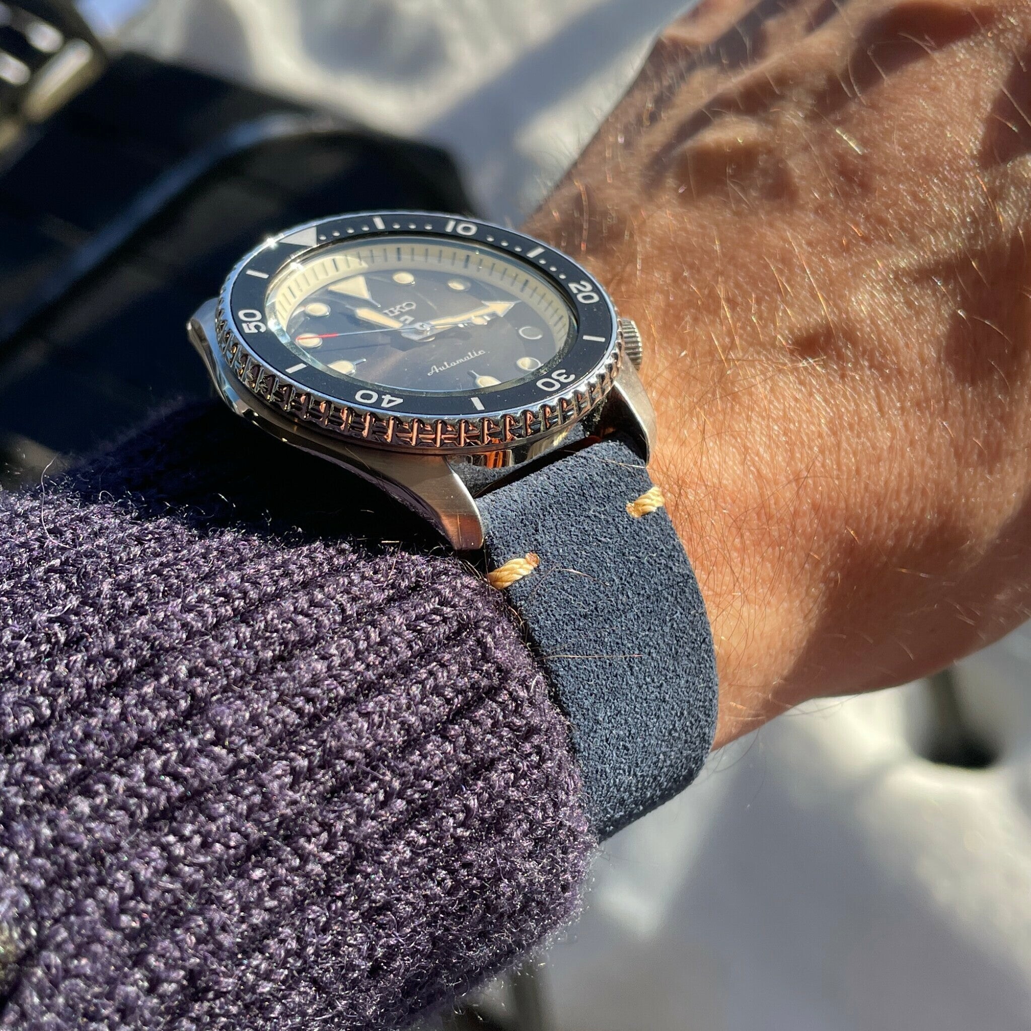 Suede Leather Strap Blue