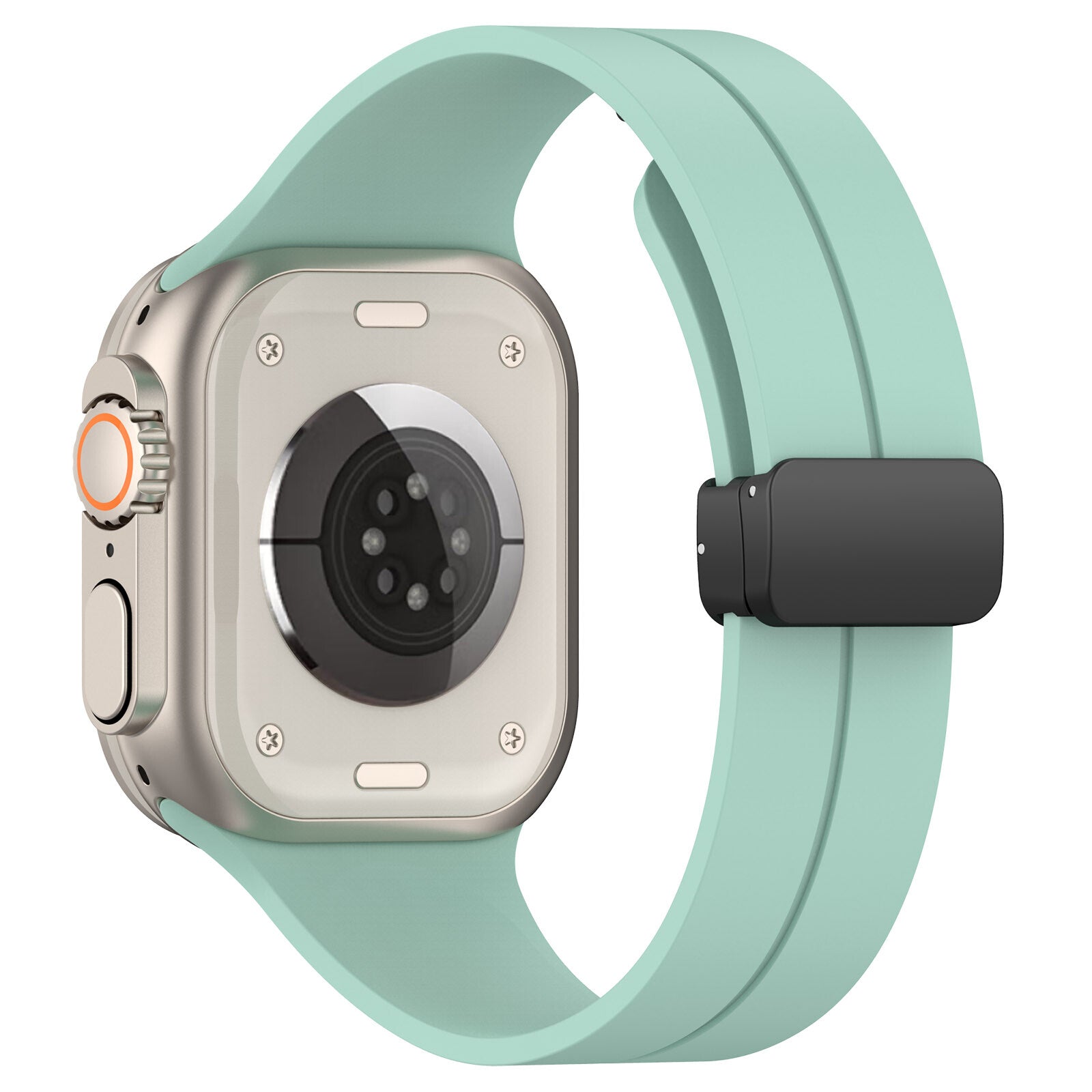 Rubber strap for Apple Watch Black 42/44/49mm Turquoise