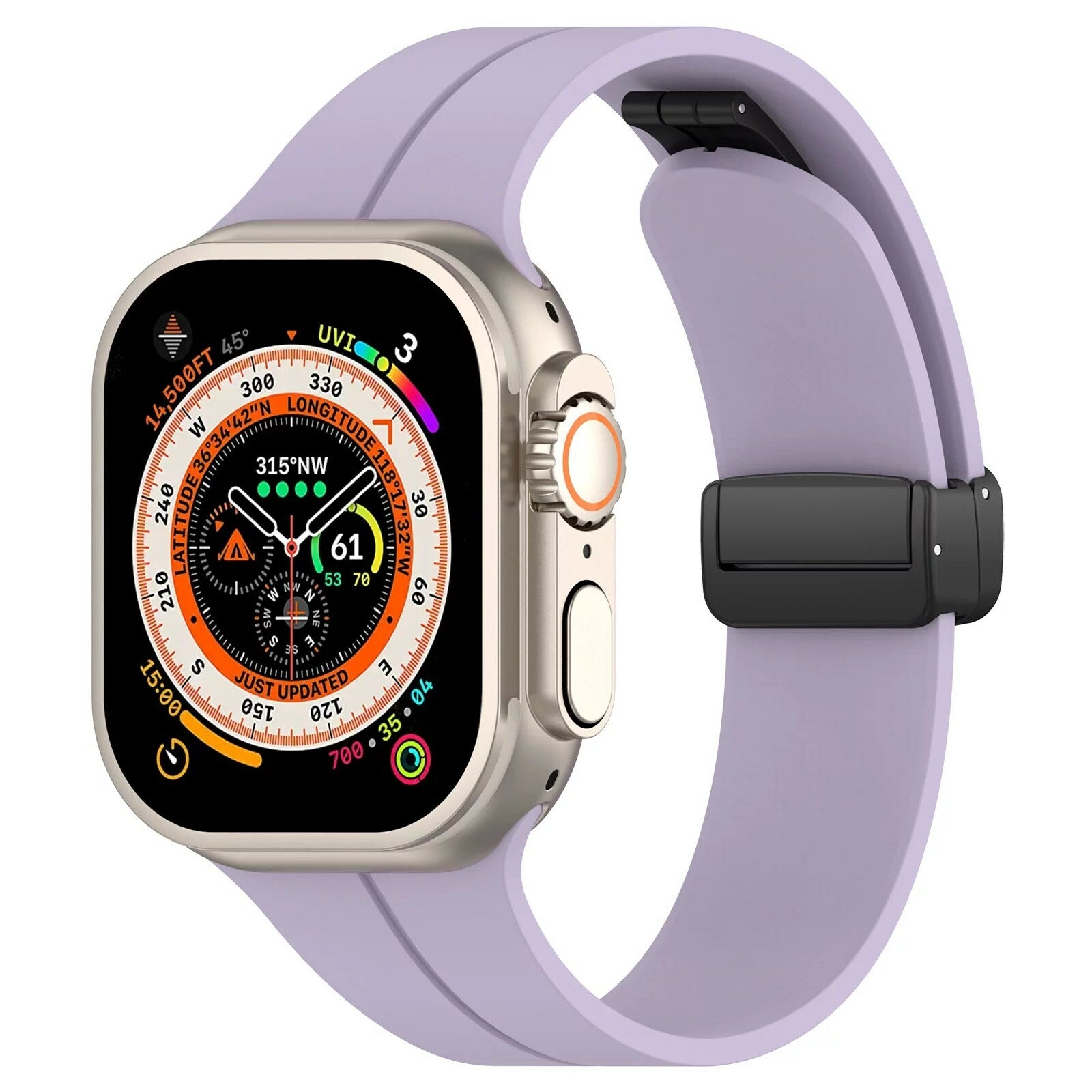 Rubber strap for Apple Watch Black 42/44/49mm Purple