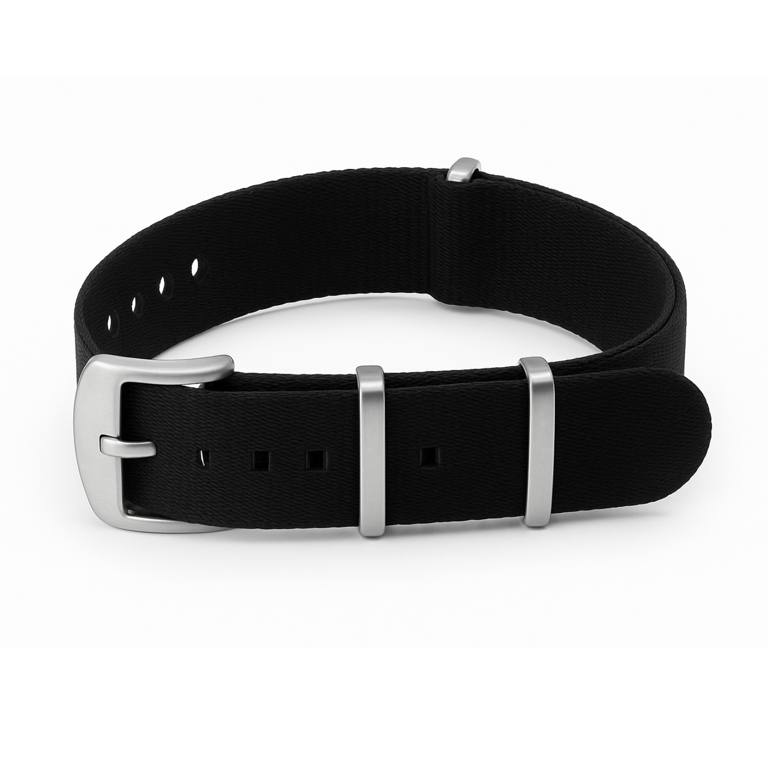 Black premium seat belt strap with brushed steel buckle