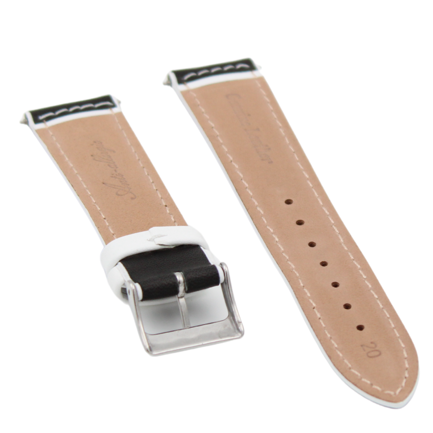 Sardegna black/white leather strap