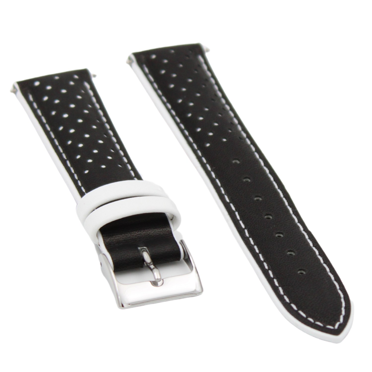 Sardegna black/white leather strap