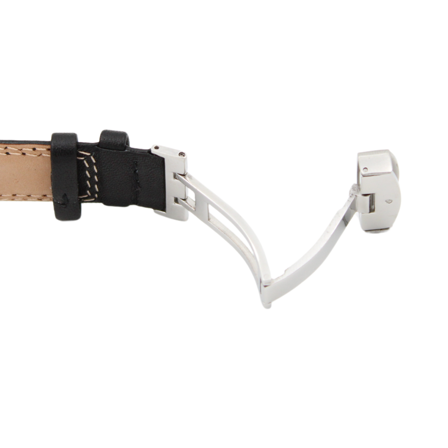 Cassis Black leather strap with butterfly buckle