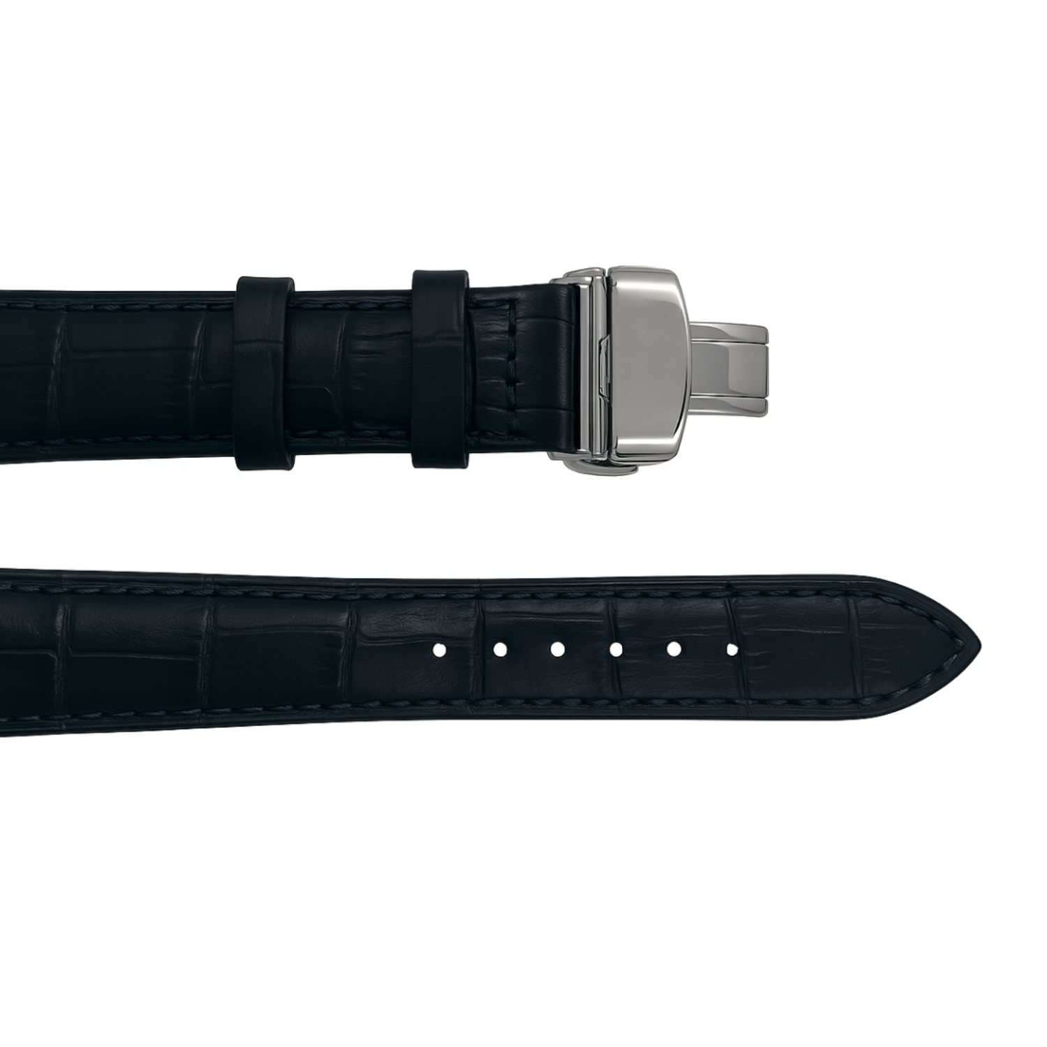 Cassis Black leather strap with butterfly buckle