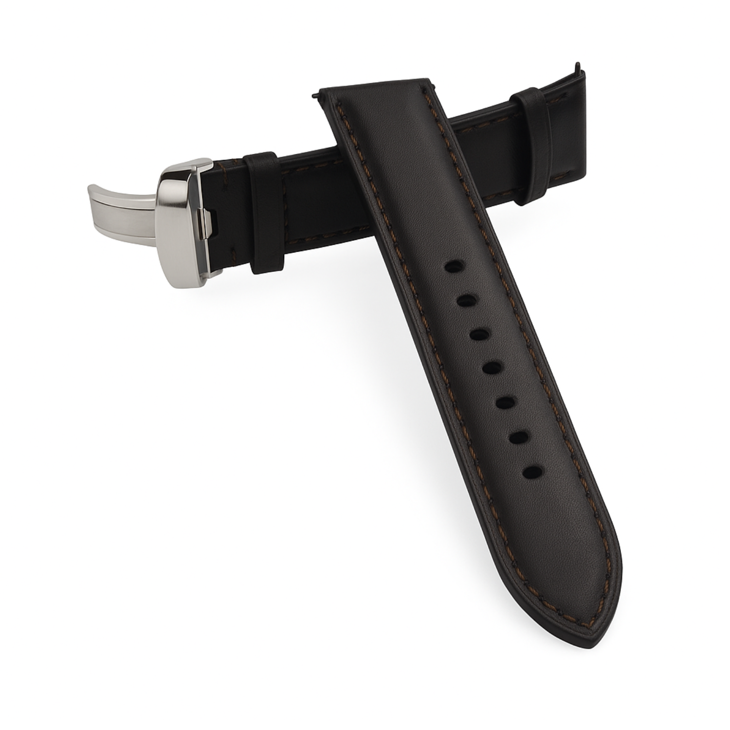 Bordeaux dark brown leather strap with butterfly buckle