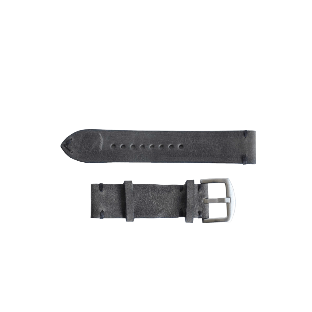 Grey leather strap with black details - Martu Leather