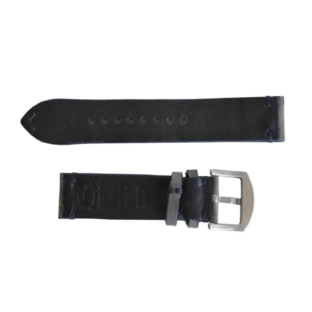 Grey leather strap with black details - Martu Leather