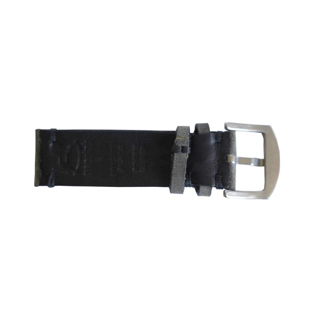 Grey leather strap with black details - Martu Leather