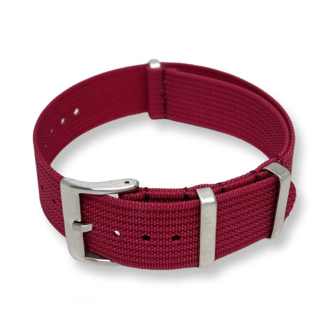 Ribbed Nato Strap Dark Red