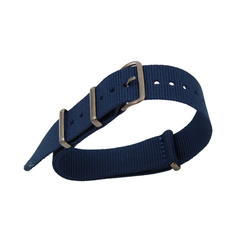 Blaues NATO-Armband mit anthrazitfarbener Schließe