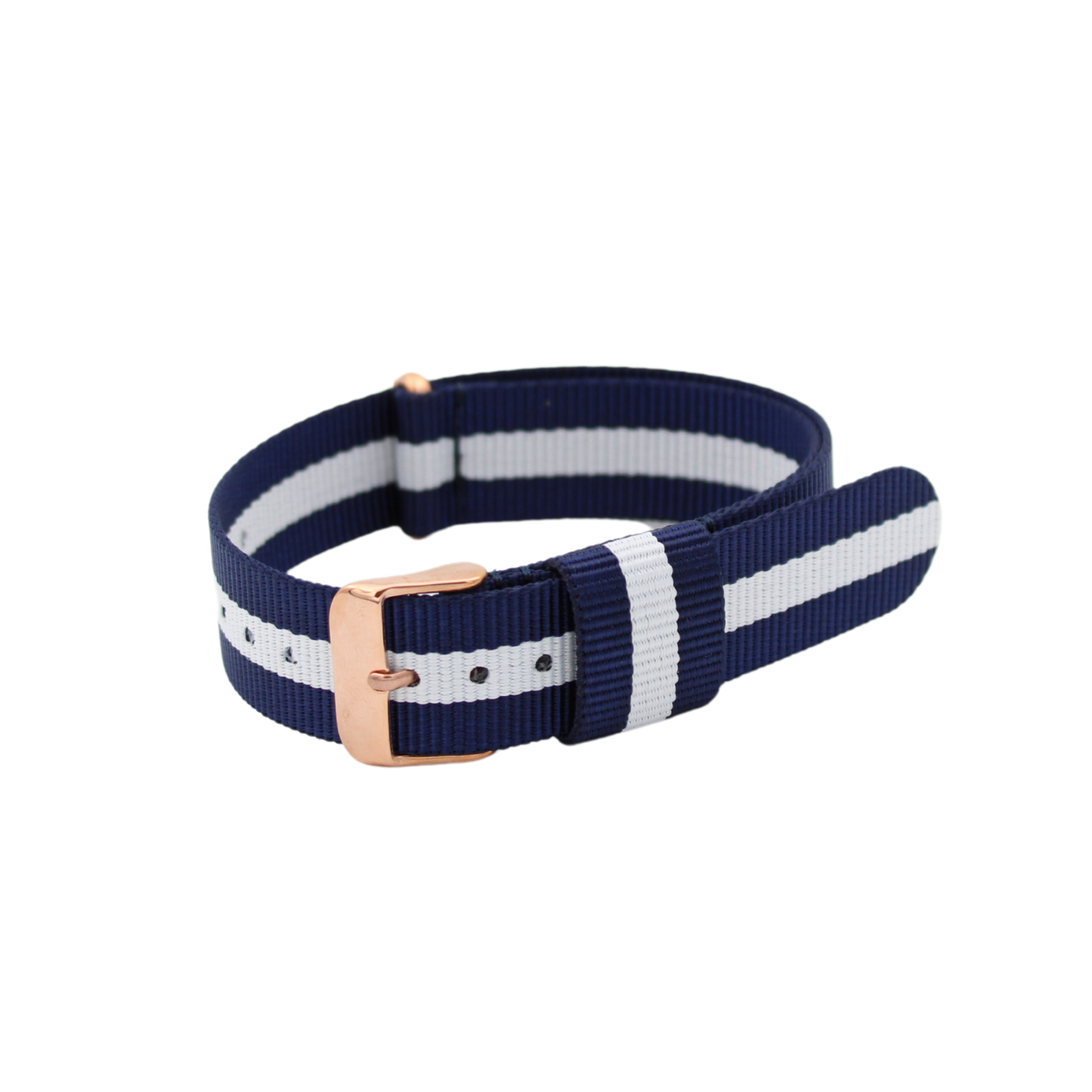 Nato strap Rose gold Blue/ White
