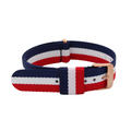 NATO-Armband Roségold Blau/Weiß/Rot