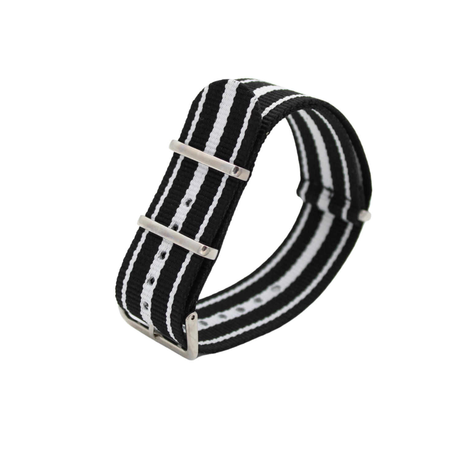 NATO Strap Pewter - Black/white