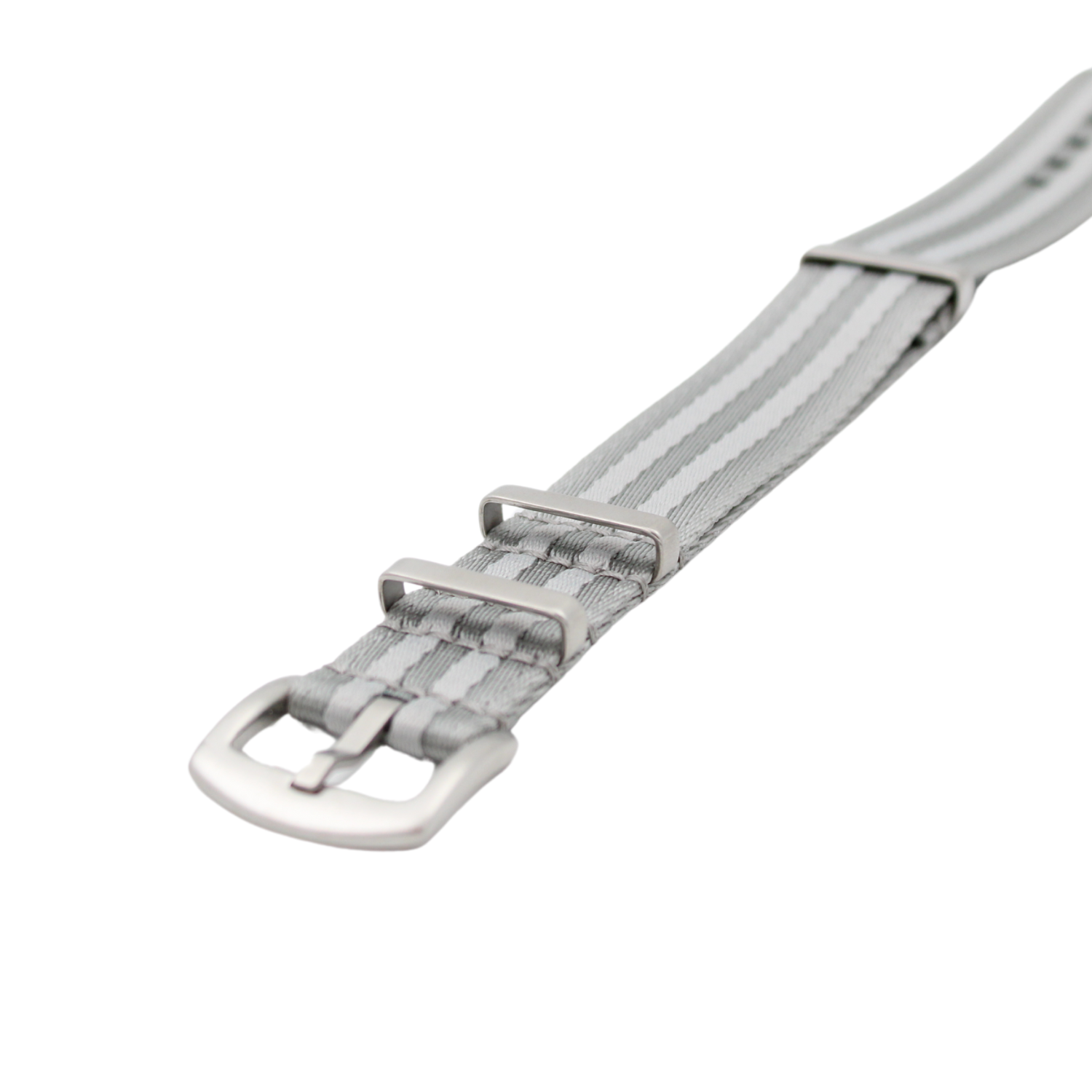 Premium Seat Belt Nato Strap - Light Grey / White