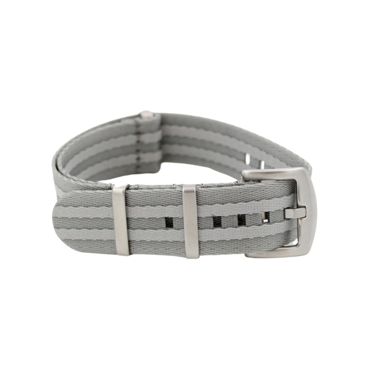 Premium Seat Belt Nato Strap - Light Grey / White