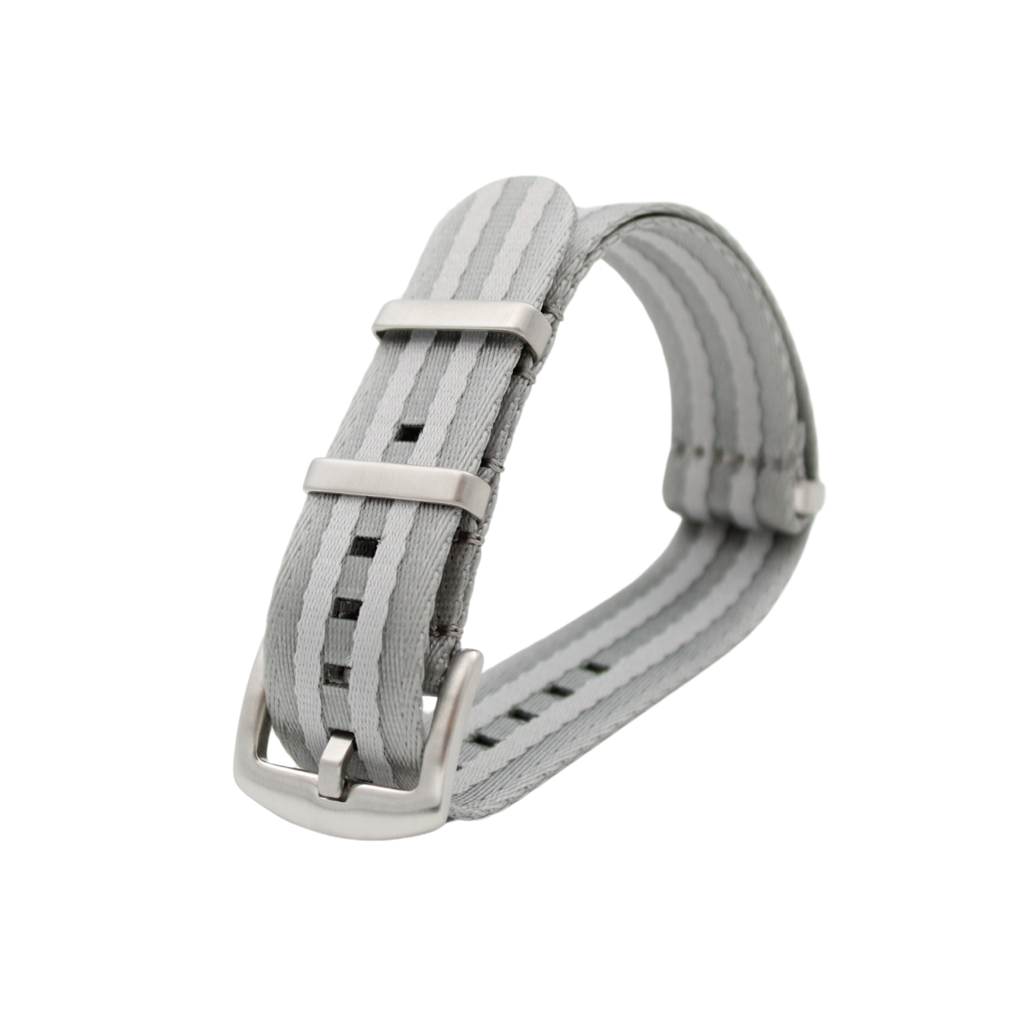 Premium Seat Belt Nato Strap - Light Grey / White