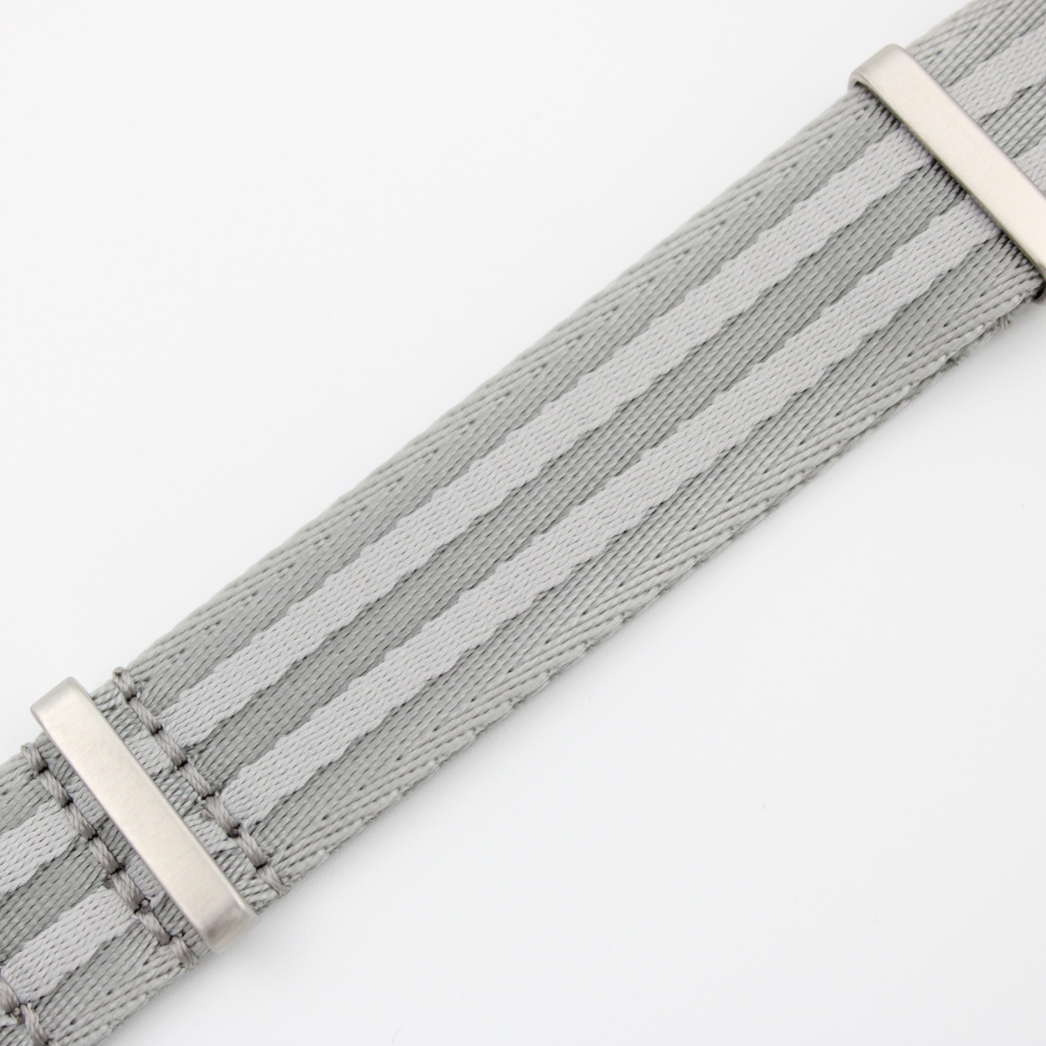 Premium Seat Belt Nato Strap - Light Grey / White